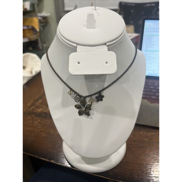 Liz Palacios SF Necklace Flower Filligree With Crystals - Picture 1 of 7